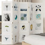 VIDAXL Cloison de separation 5 panneaux blanc bois de paulownia massif