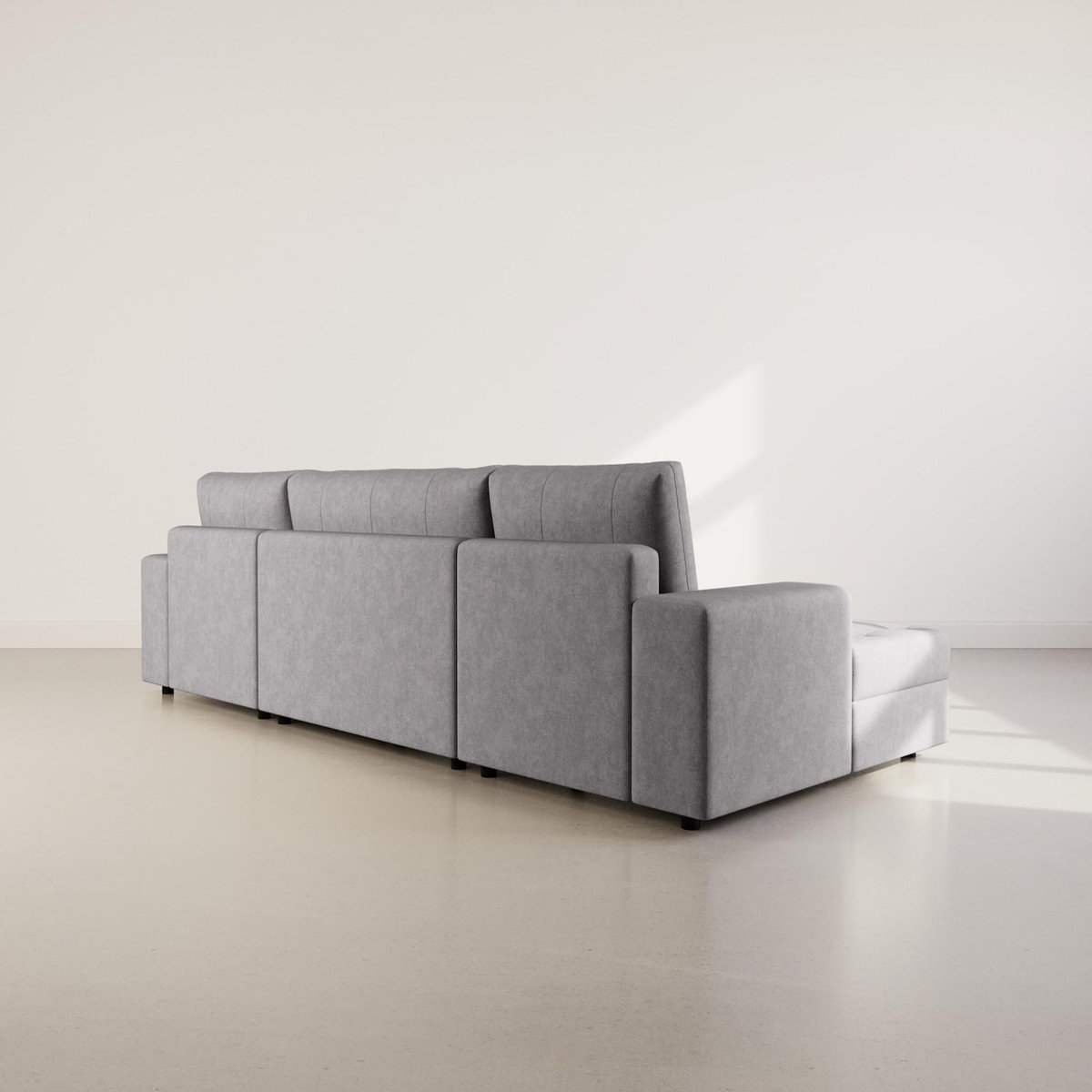 BEST MOBILIER Bastian - canapé panoramique en u 7 places convertible avec coffre en velours texturé