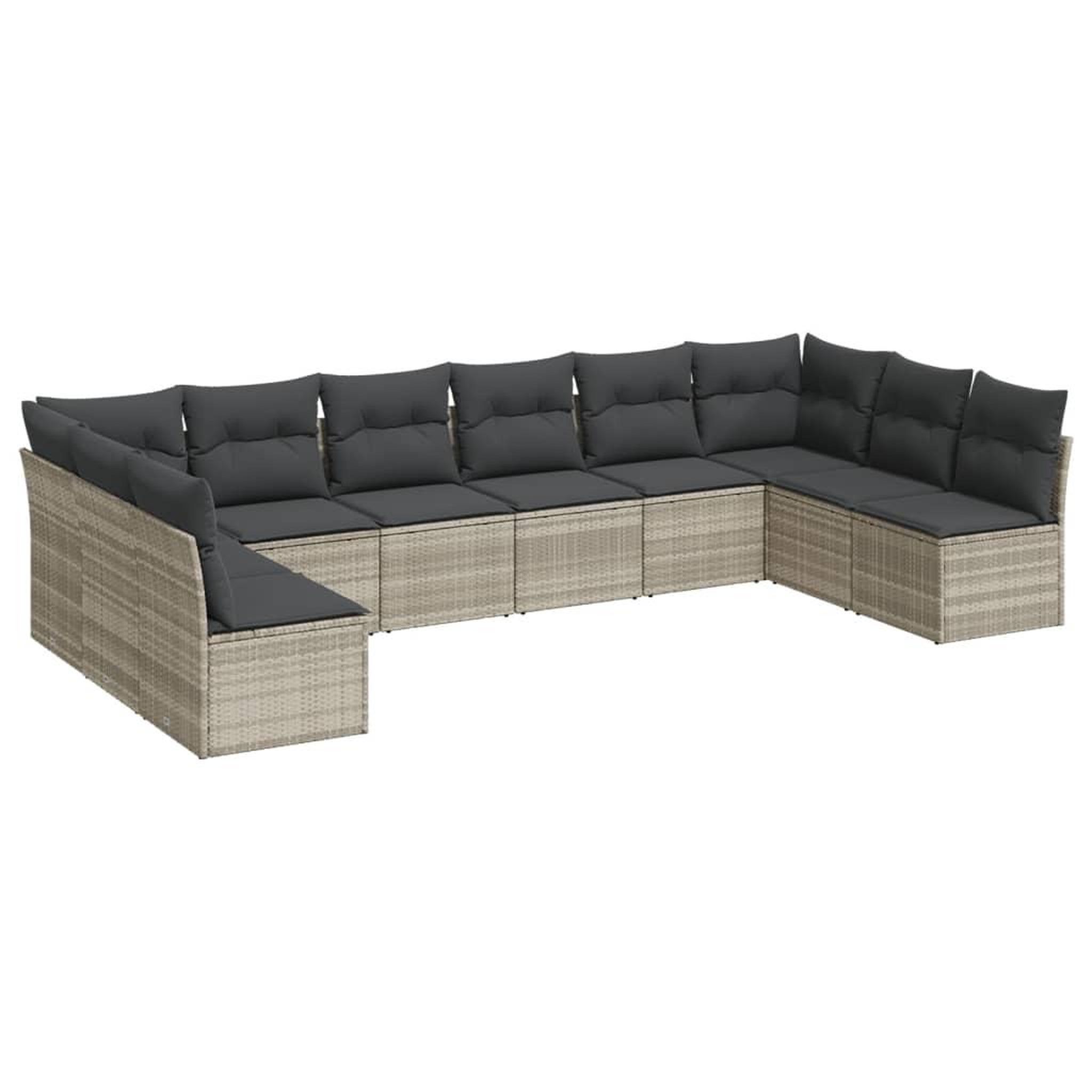 Voir la diapositive 2 : VIDAXL Salon de jardin avec coussins 10 pcs gris clair resine tressee