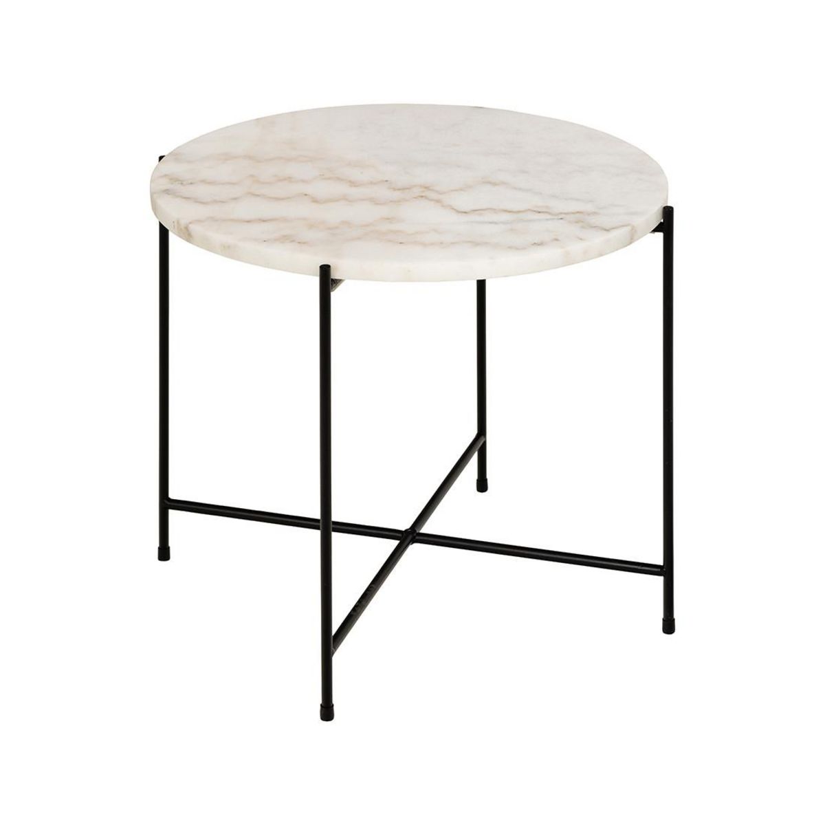 LISA DESIGN Ezaro - table basse ronde - 52 cm - plateau en marbre - pieds en acier