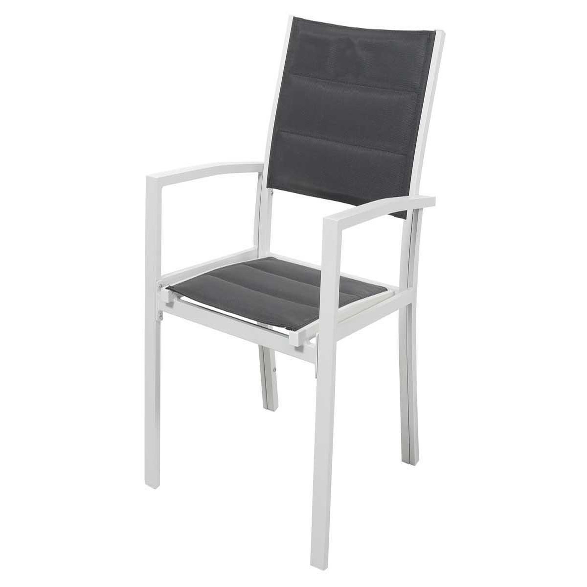 Voir la diapositive 2 : Habitat et Jardin Fauteuil jardin alu/textilène  brazil / canaries  - phoenix - blanc / gris foncé