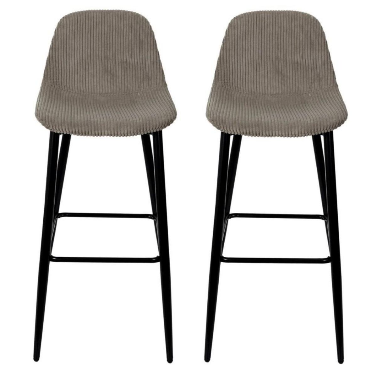 The Home Deco Factory Lot de 2 tabourets de bar côtelé SCOTT