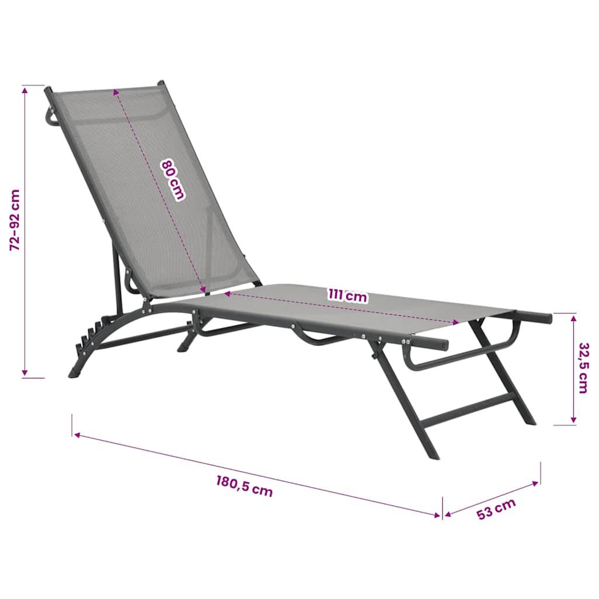 Voir la diapositive 6 : VIDAXL Chaises longues lot de 2 textilene et acier