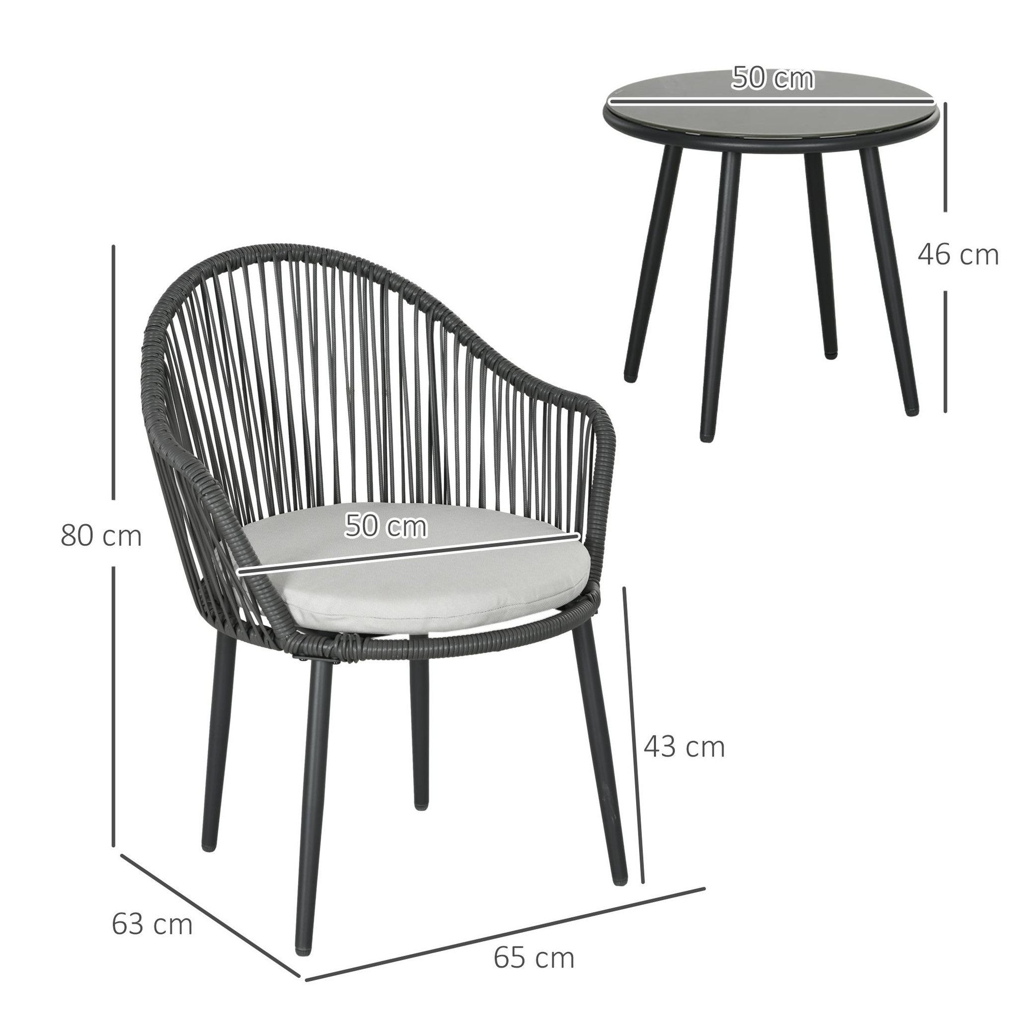 Voir la diapositive 3 : OUTSUNNY Ensemble bistro jardin style acapulco 2 places 3 pièces avec coussins