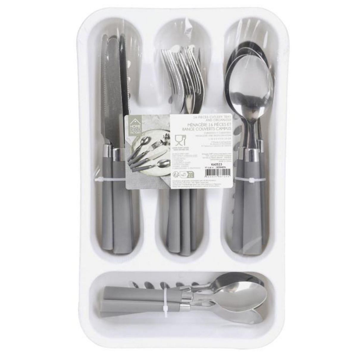 Paris Prix Ménagère 16 Pièces & Range-Couverts  Campus  32cm Gris