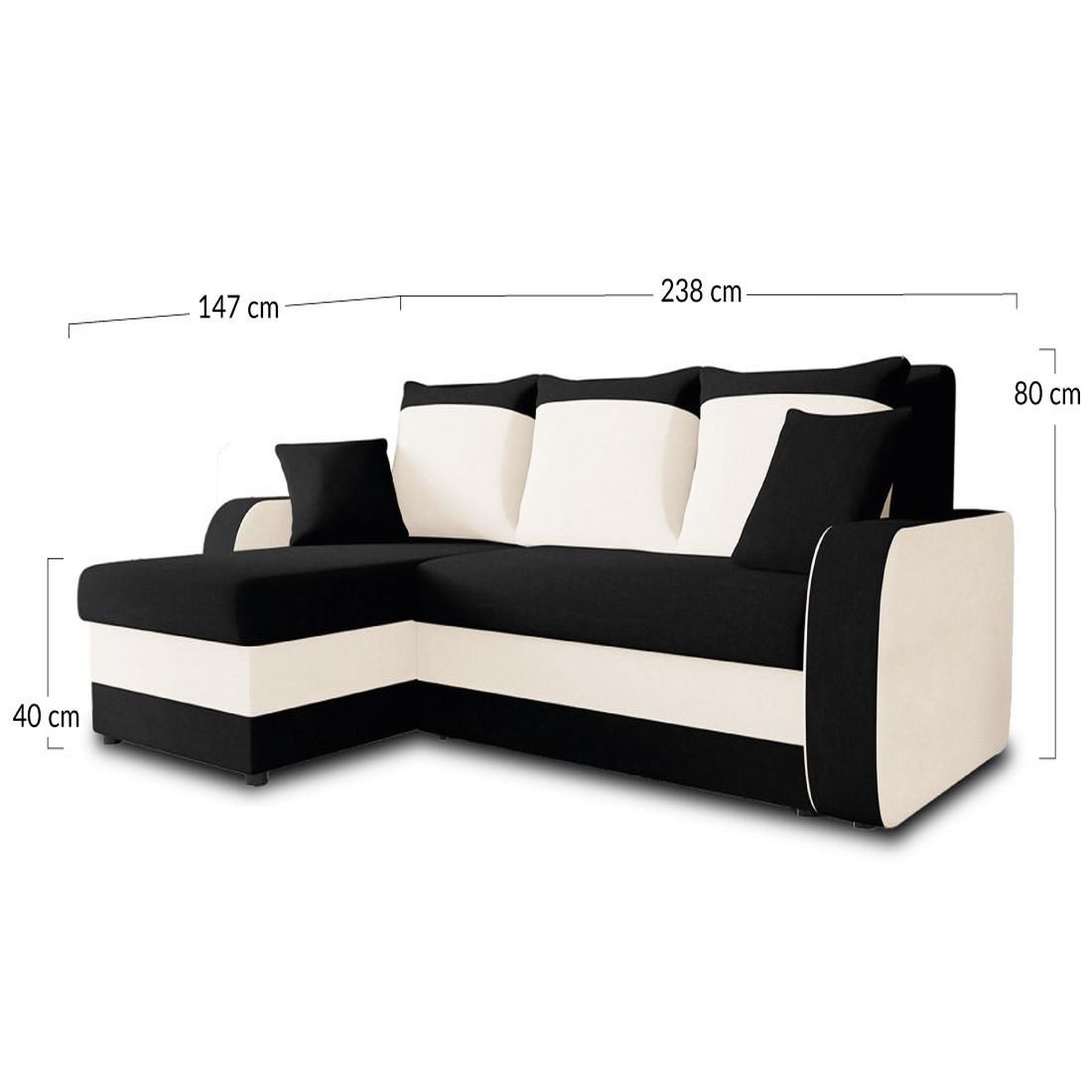 Voir la diapositive 6 : BEST MOBILIER Valos - canapé d'angle réversible - 4 places - convertible avec coffre - en velours