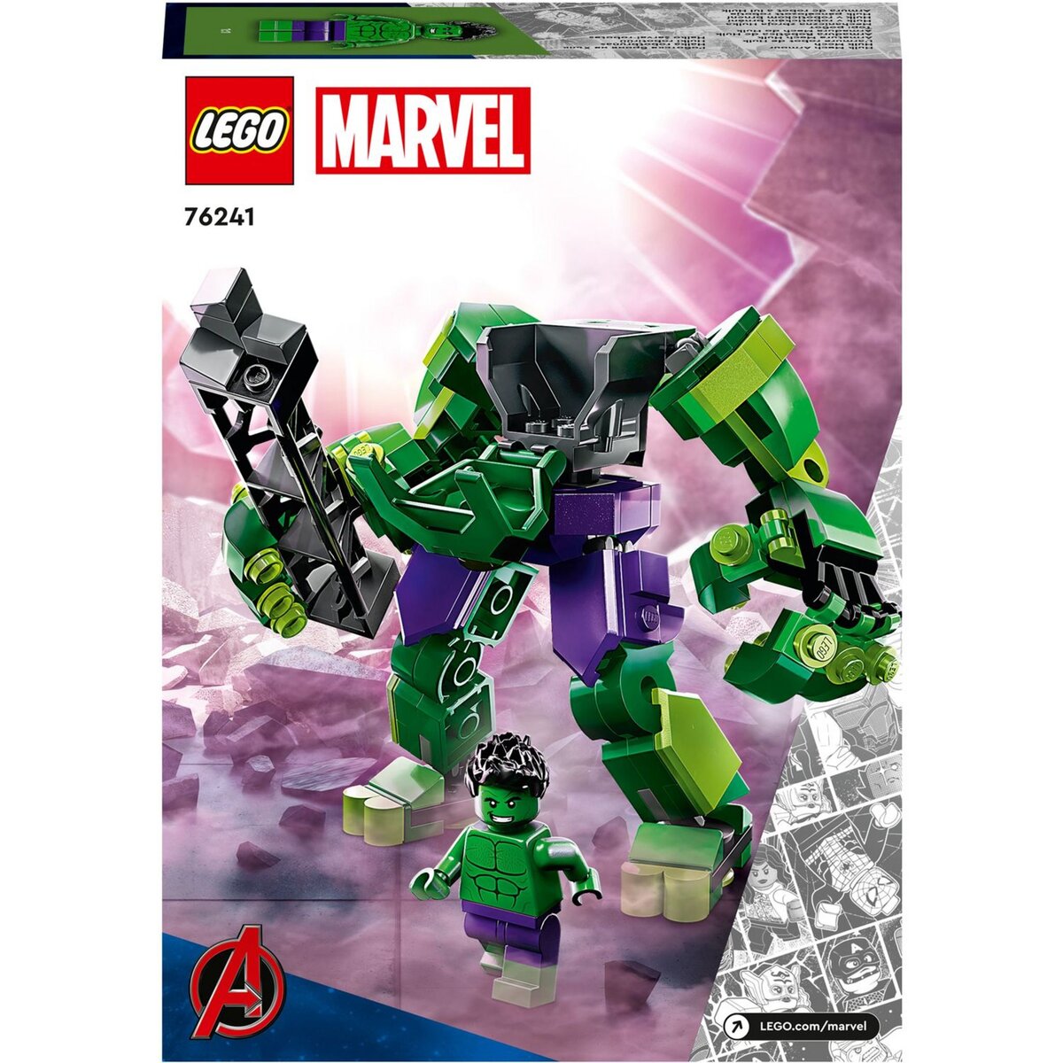 LEGO Marvel 76241 L&rsquo;Armure Robot de Hulk, Figurine Avengers, Jouet de Construction, Super-Héros à Collectionner,
