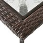 Voir la diapositive 4 : OUTSUNNY Table carrée bistro de jardin dim. 72L X 72l x 94H cm métal époxy résine tressée chocolat plateau verre trempé