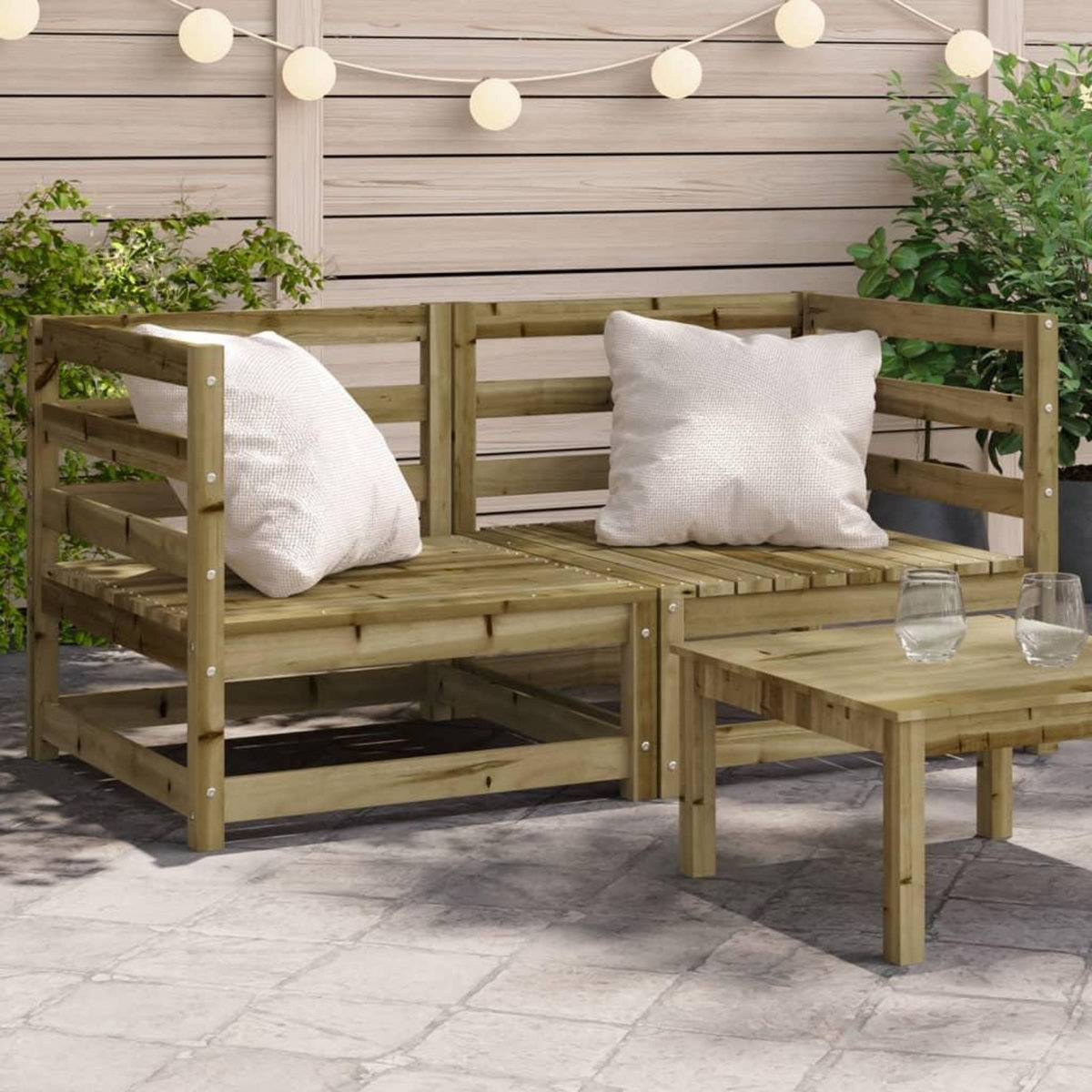 VIDAXL Canapes d'angle de jardin 2 pcs 70x70x67cm bois de pin impregne