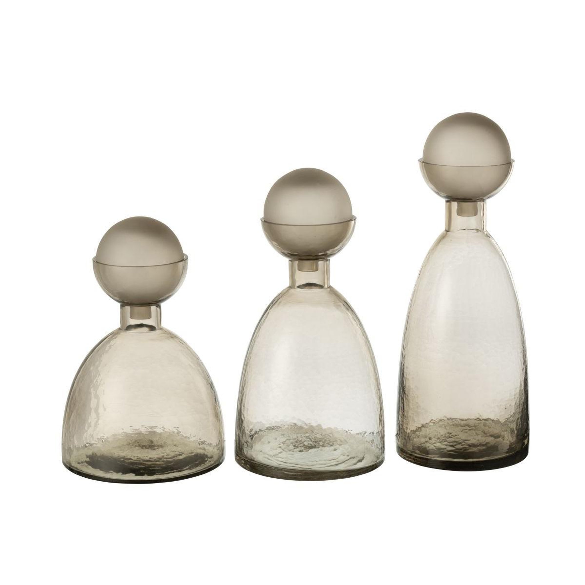 Voir la diapositive 4 : J-LINE Vase bouteille bouchon en verre  yoko  34cm grège