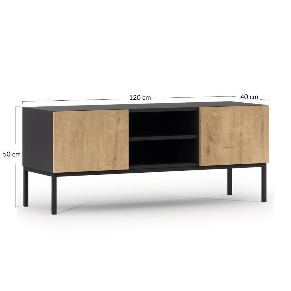 BEST MOBILIER Felicia - meuble tv - effet bois et noir - 120 cm