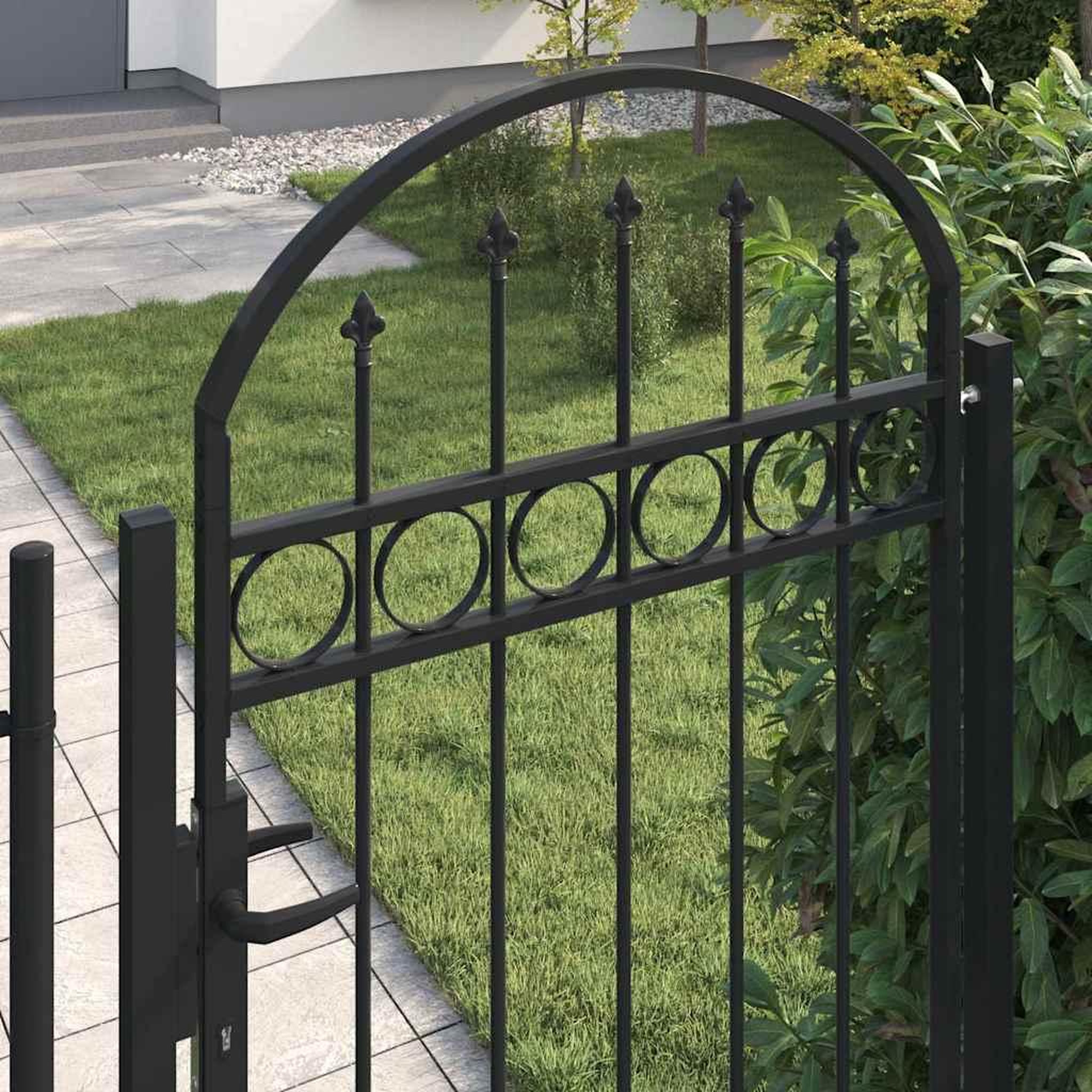 Voir la diapositive 4 : VIDAXL Portail de cloture assen avec arc surbaisse et 2 poteaux, 105 x 170 cm, noir