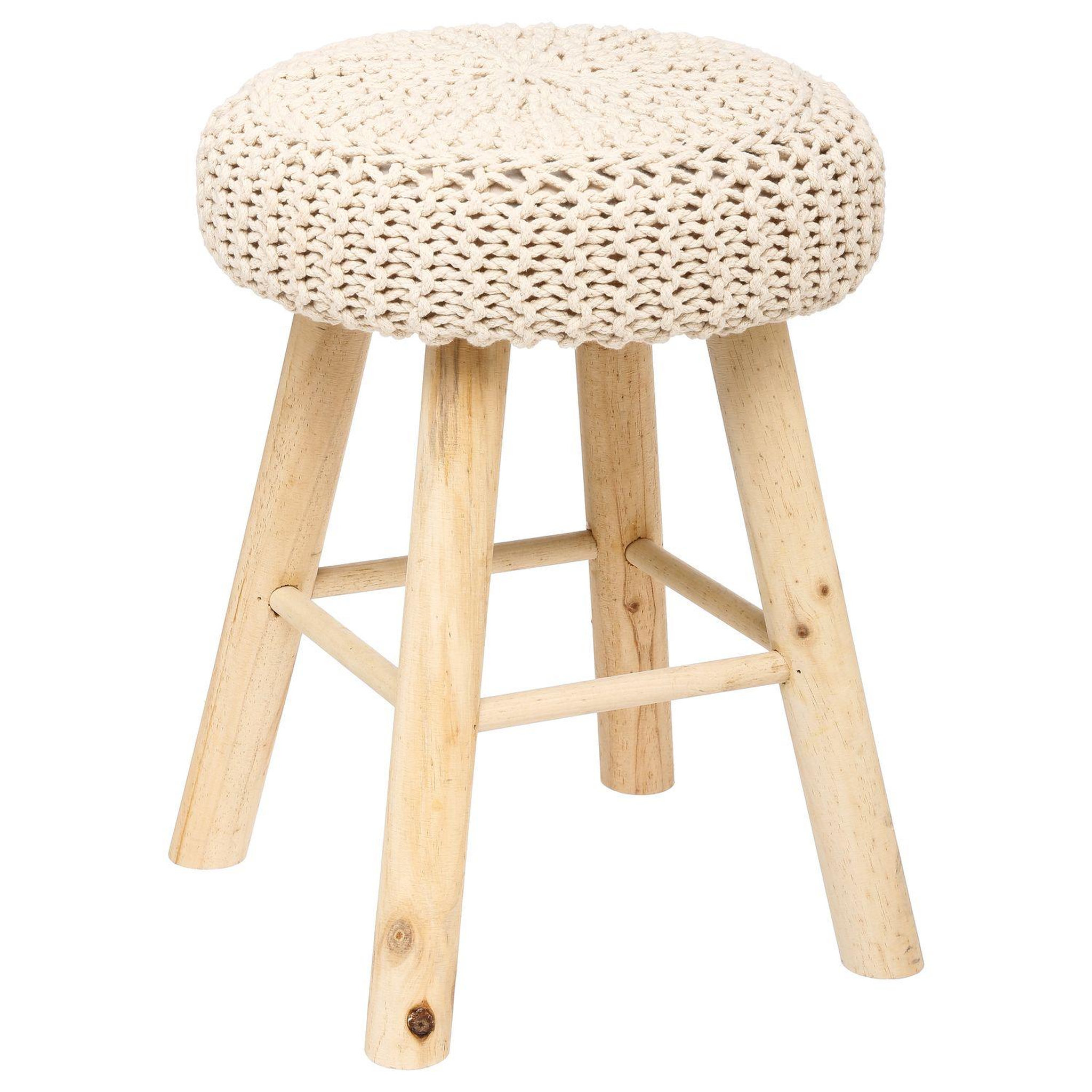 Voir la diapositive 1 : ATMOSPHERA Tabouret en maille Suzette - H. 43 cm