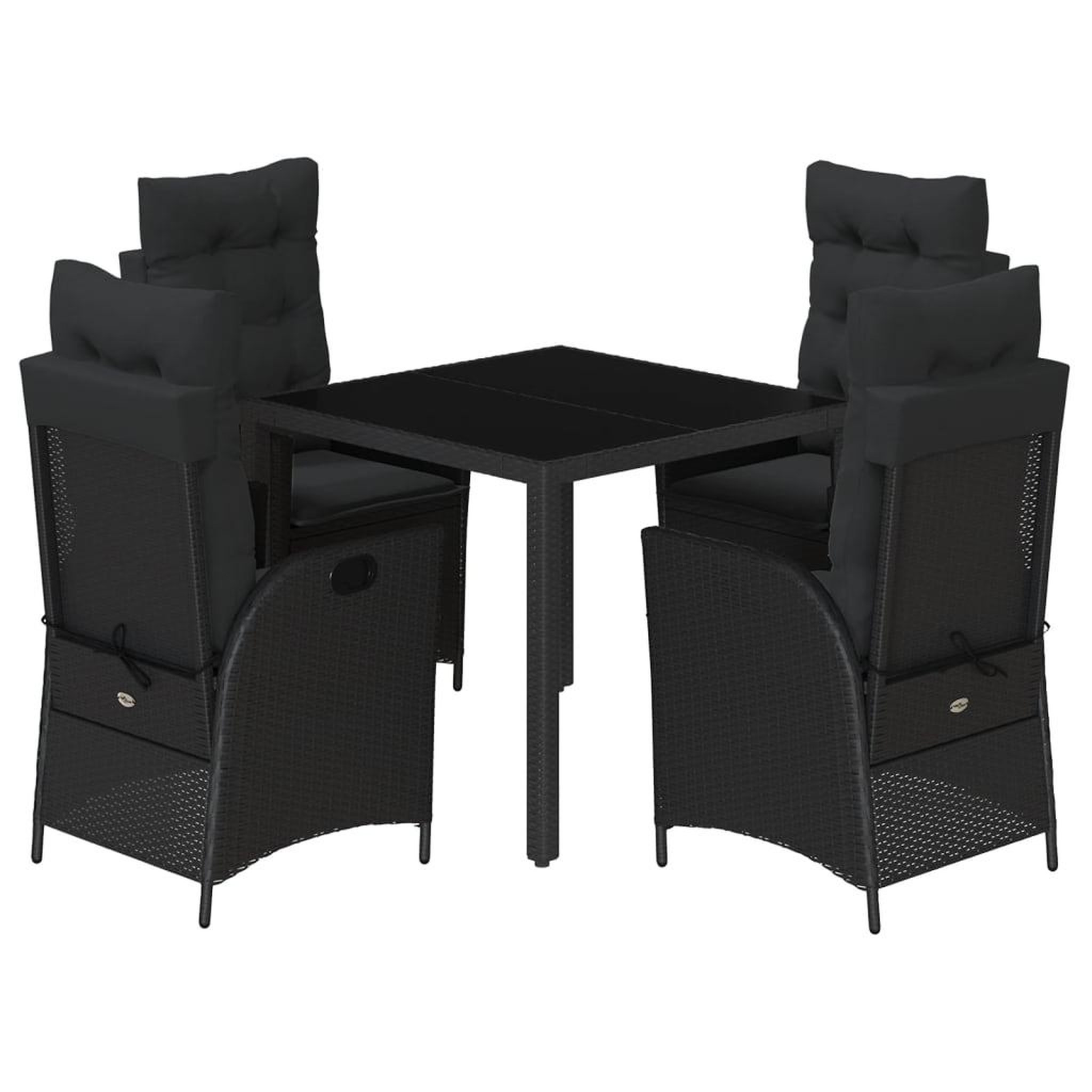 Voir la diapositive 2 : VIDAXL Ensemble a manger de jardin coussins 5pcs Noir Resine tressee