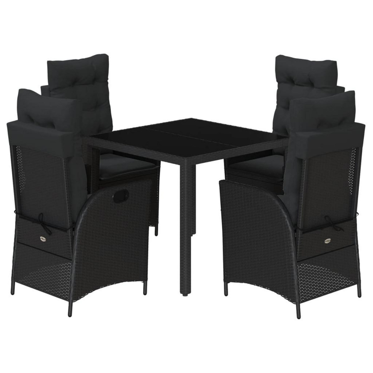 VIDAXL Ensemble a manger de jardin coussins 5pcs Noir Resine tressee