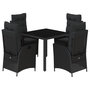 Voir la diapositive 2 : VIDAXL Ensemble a manger de jardin coussins 5pcs Noir Resine tressee