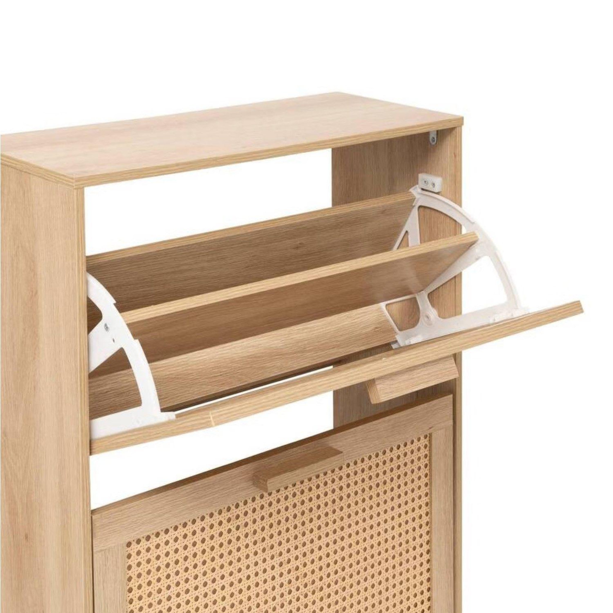 Voir la diapositive 4 : FIVE Range chaussures 3 portes effet cannage drawy - beige