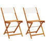Voir la diapositive 2 : VIDAXL Chaises de bistrot lot de 2 blanc creme bois acacia et tissu