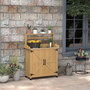 Voir la diapositive 2 : OUTSUNNY Table de rempotage jardinage - étagères, 2 portes avec étagère - plateau tôle acier galvanisé - bois sapin pré-huilé