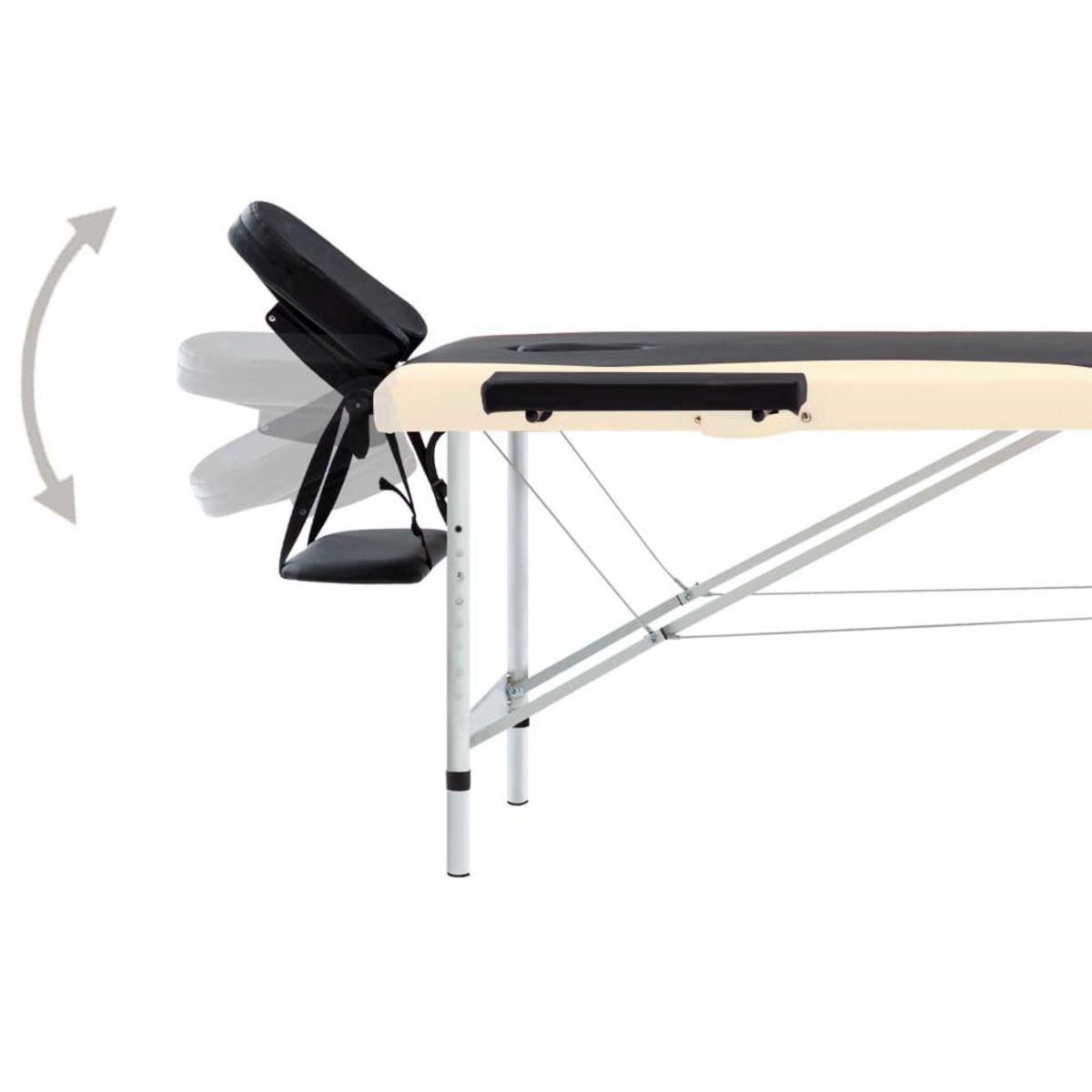 VIDAXL Table de massage pliable 2 zones Aluminium Noir et beige