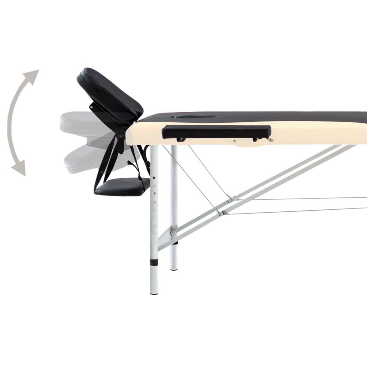 VIDAXL Table de massage pliable 2 zones Aluminium Noir et beige