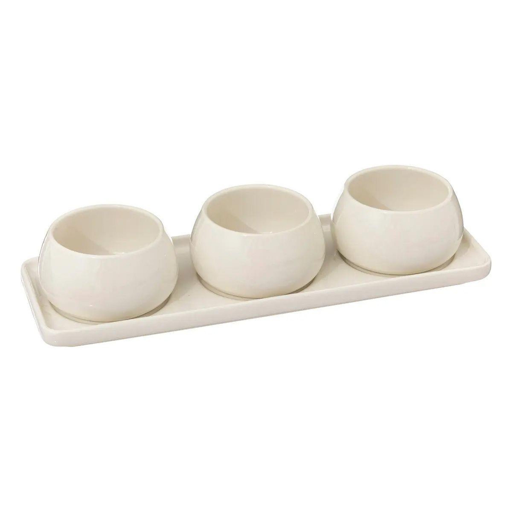 SECRET DE GOURMET Service Apéritif 4 Pièces  Nora  9cm Blanc