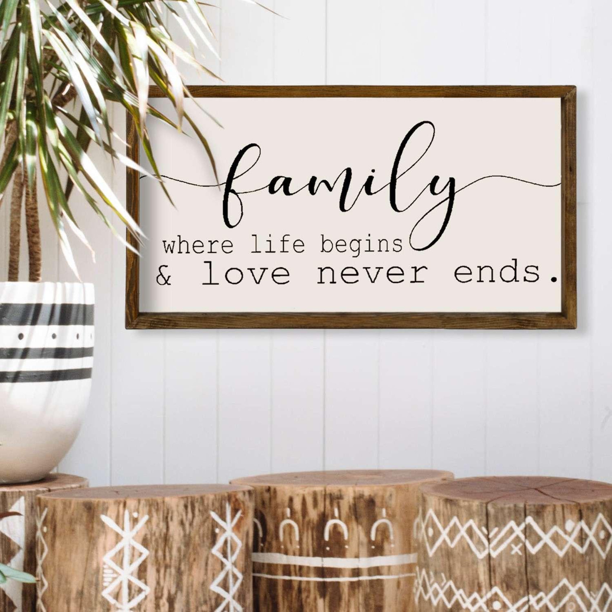 Voir la diapositive 2 : TOILINUX Tableau family en bois - 50 x25 cm - blanc et noir