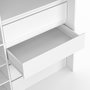 Voir la diapositive 5 : ID MARKET Dressing extensible XXL MARTY 120/170 x 50 x 180 cm blanc avec 4 tiroirs + étagères + penderie + rideau gris