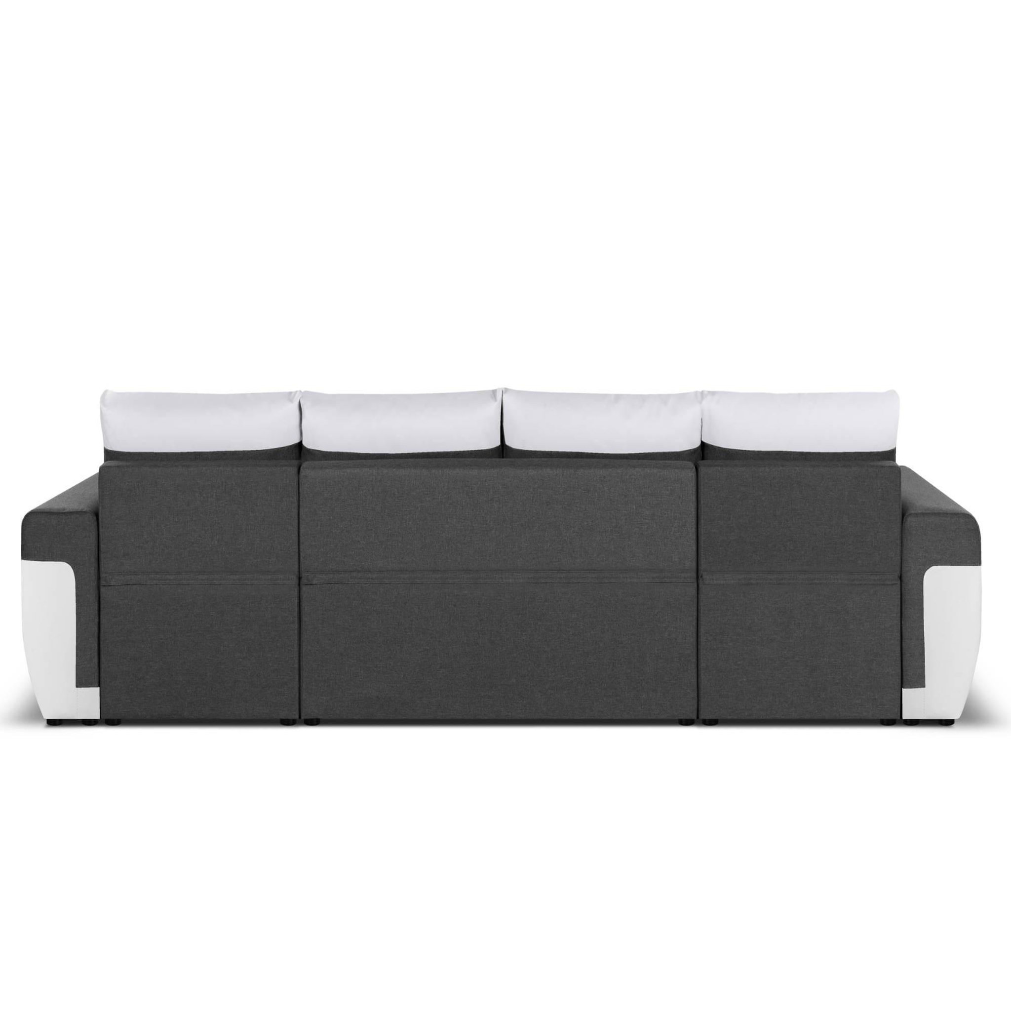 Voir la diapositive 5 : BEST MOBILIER Milan - canapé d'angle panoramique - convertible - 7 places - 2 coffres de rangement