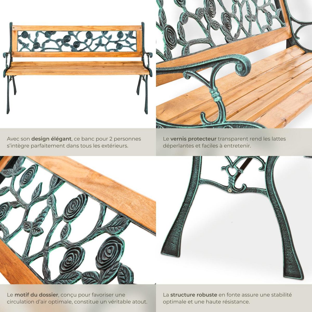 tectake Banc de jardin 2 places