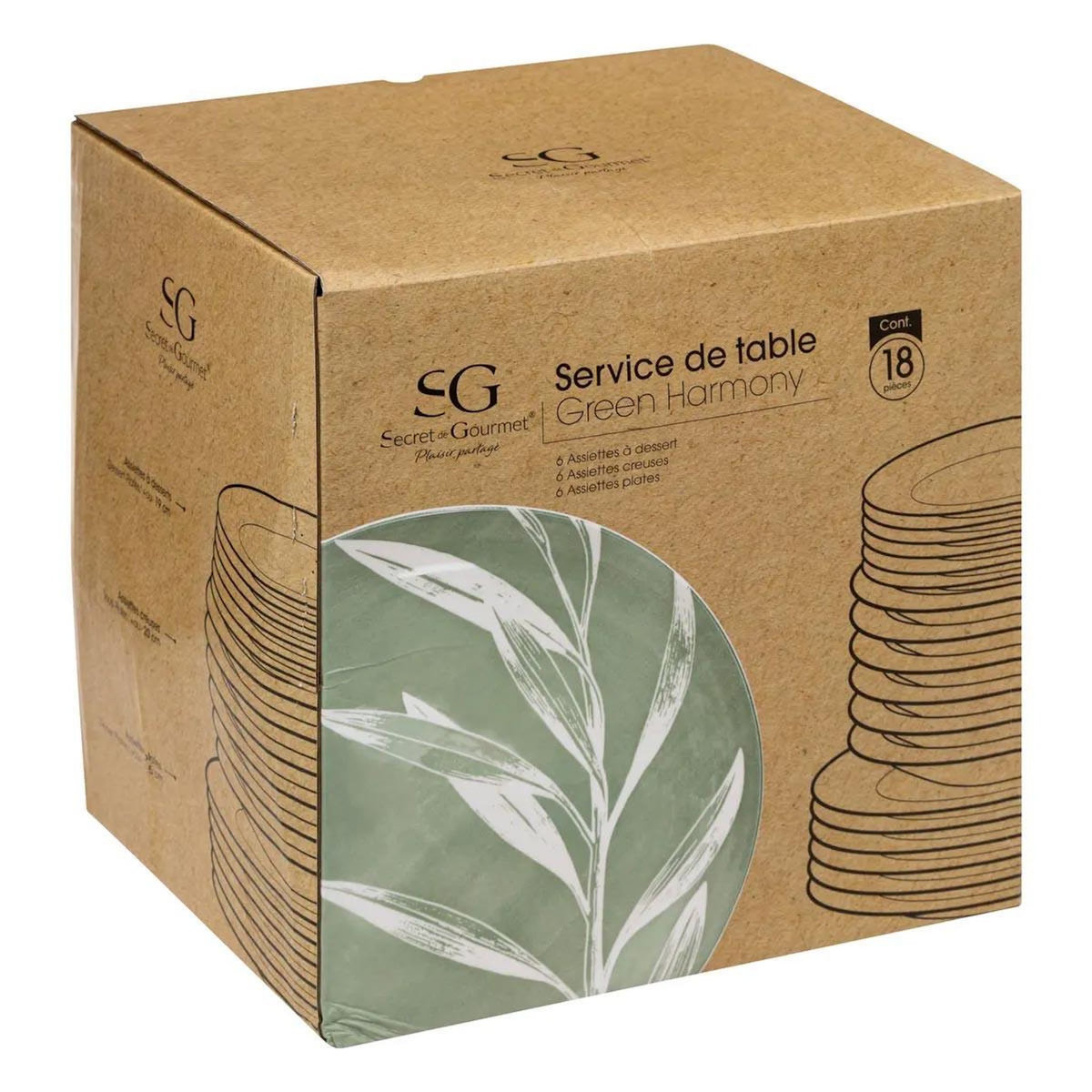 SECRET DE GOURMET Service 18 Pièces  Green Harmony  26cm Vert