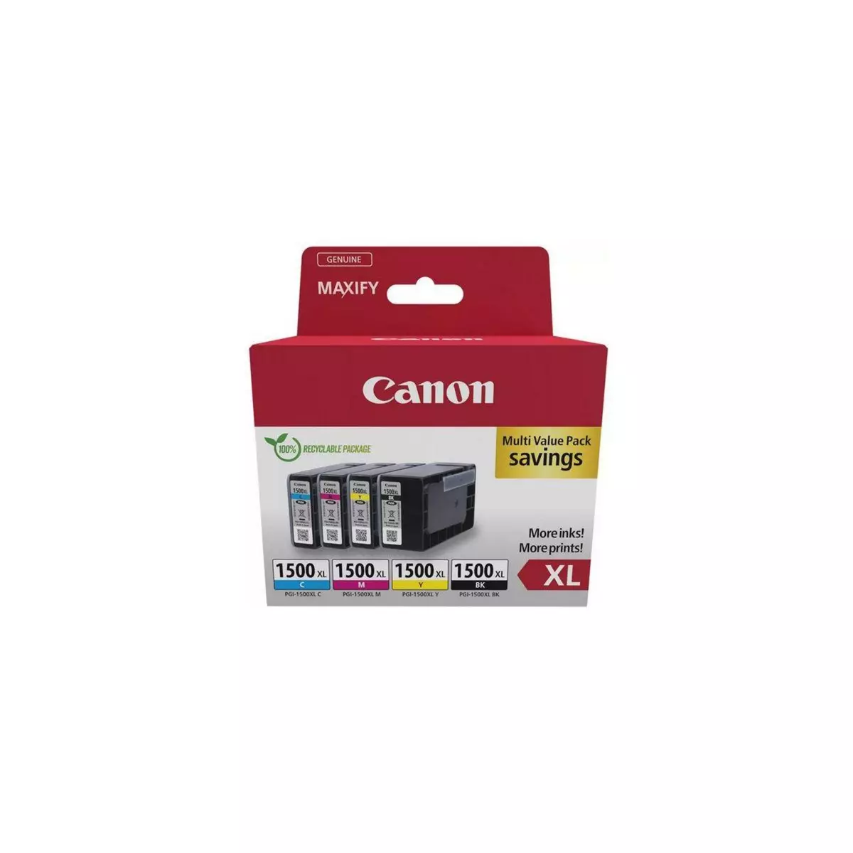 Canon Cartouche d'encre Pack PGI-1500 XL Noire + 3 couleurs
