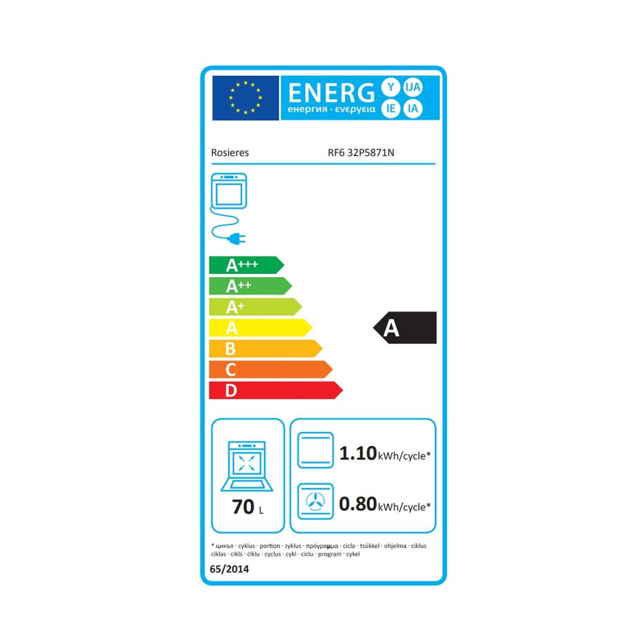 Voir la diapositive 6 : Rosieres Four intégrable 70l 60cm inox - rf632p5871n