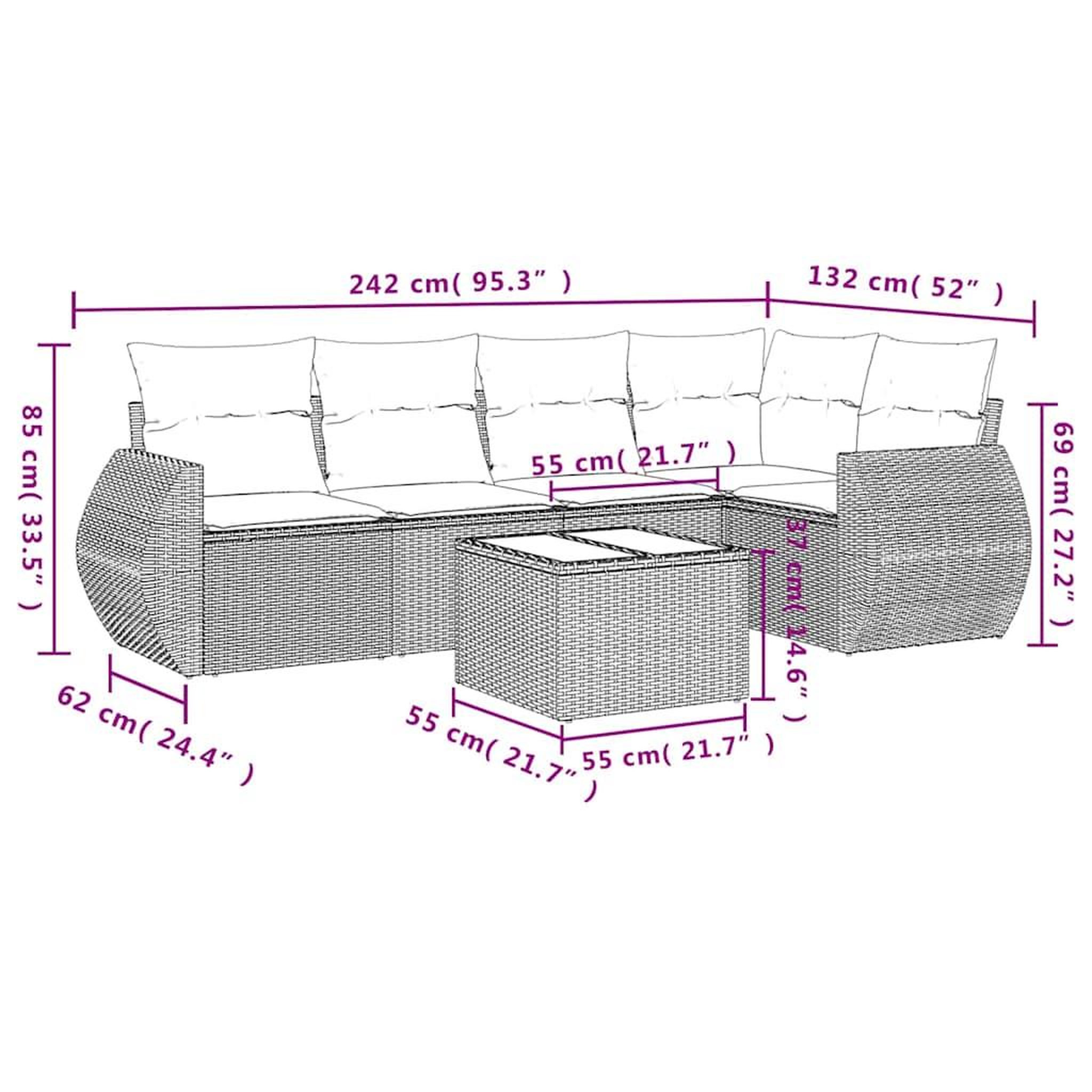 Voir la diapositive 6 : VIDAXL Salon de jardin 6 pcs avec coussins gris clair resine tressee