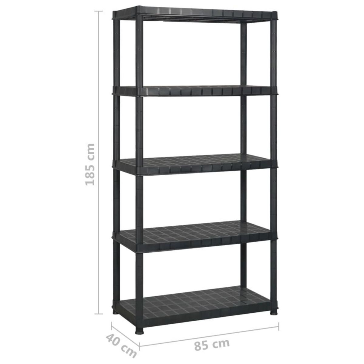 VIDAXL Etagere de rangement a 5 niveaux Noir 170x40x185 cm Plastique