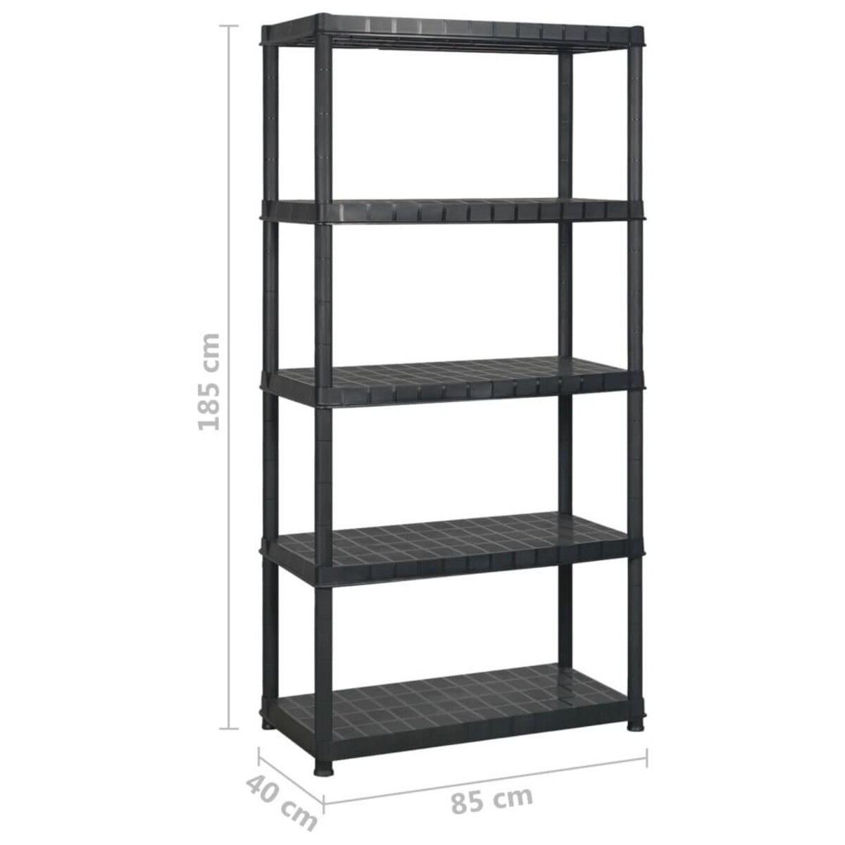 VIDAXL Etagere de rangement a 5 niveaux Noir 170x40x185 cm Plastique