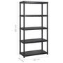 Voir la diapositive 6 : VIDAXL Etagere de rangement a 5 niveaux Noir 170x40x185 cm Plastique