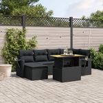 VIDAXL Salon de jardin 7 pcs avec coussins noir resine tressee