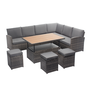 Voir la diapositive 6 : CONCEPT USINE Salon de jardin 9 places table relevable SAHARA