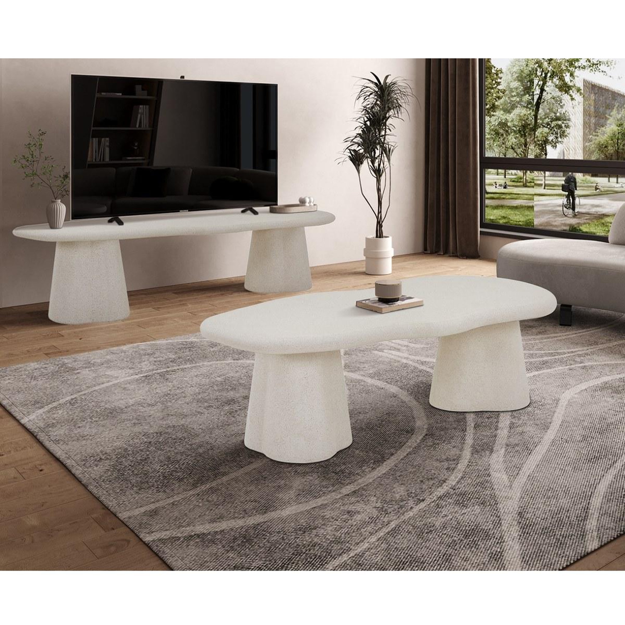 Voir la diapositive 4 : JLC KREATION Table basse organique en fibre de ciment 130cm orka