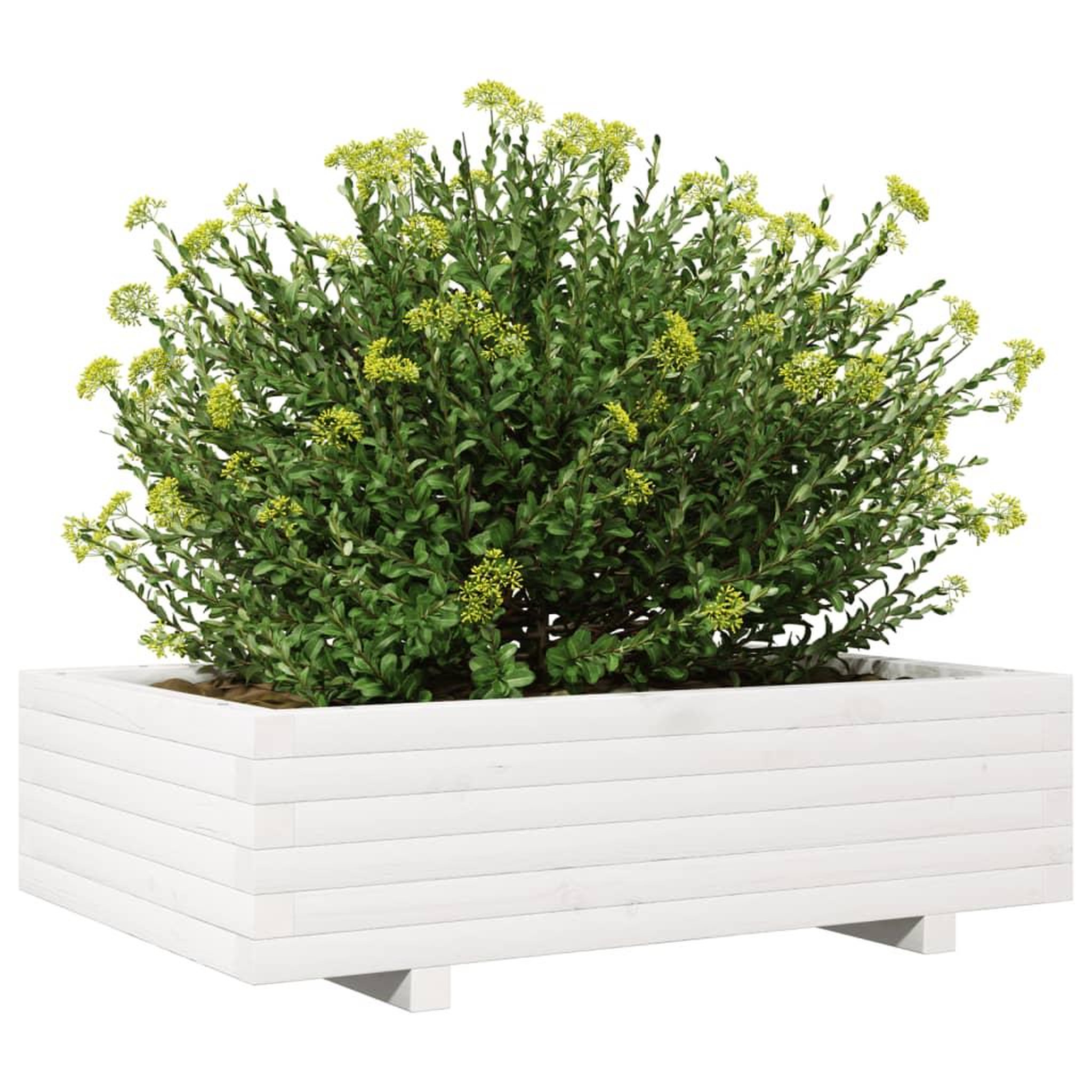 Voir la diapositive 4 : VIDAXL Jardiniere blanc 90x60x26,5 cm bois de pin massif