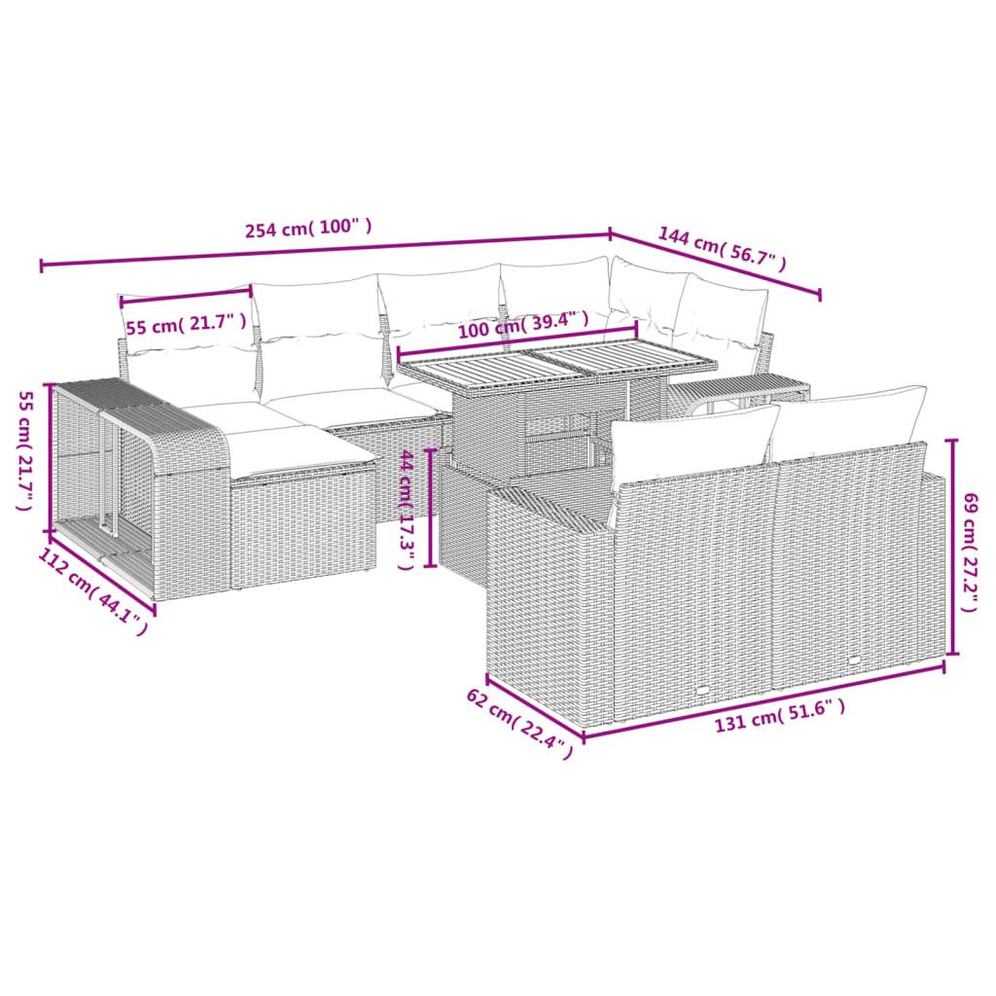 Voir la diapositive 4 : VIDAXL Salon de jardin 11 pcs avec coussins noir resine tressee
