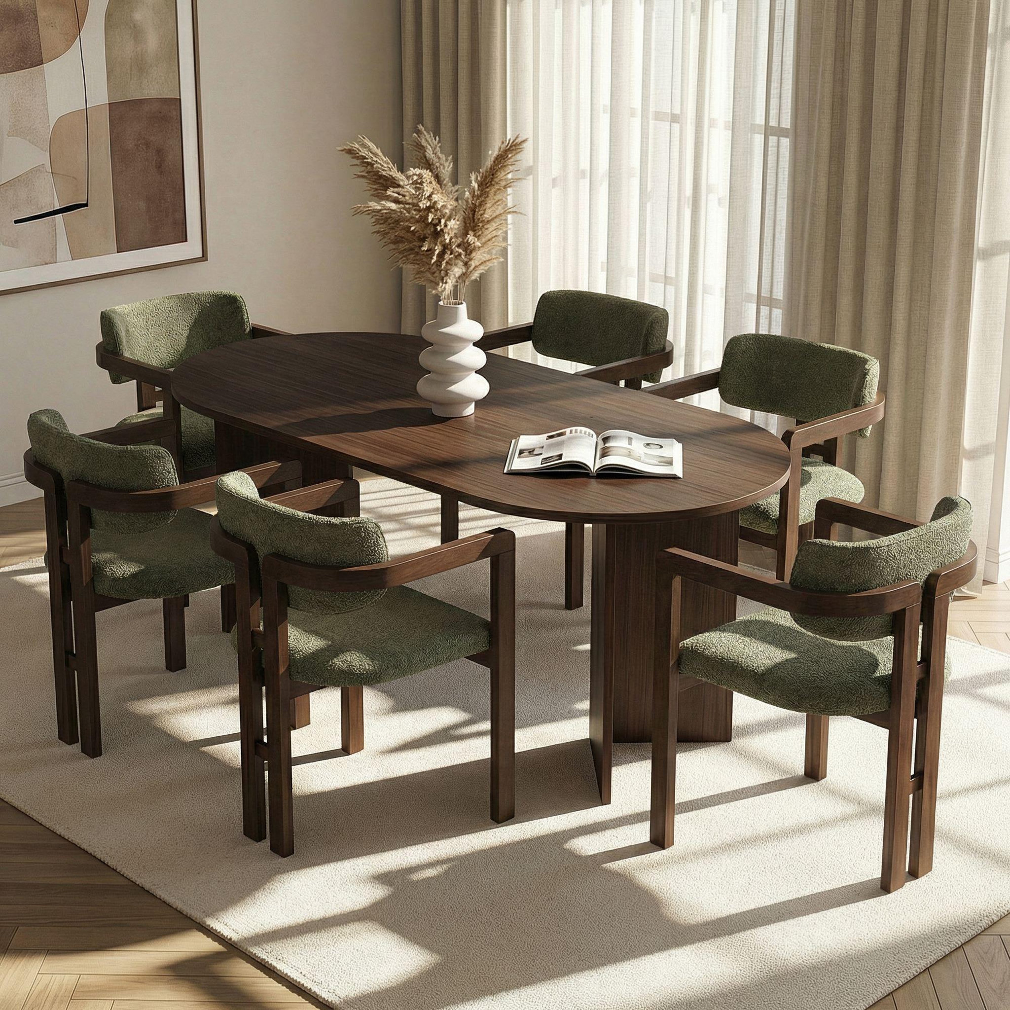 Voir la diapositive 2 : Habitat et Jardin Ensemble Table et Chaises (7 Pièces) en bois  Meridia 6  - 180 x 90 x 75 cm - Vert