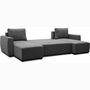 Voir la diapositive 5 : MARKET24 Canapé d'angle convertible panoramique PHARELL 5/6 places - Tissu velours côtelé anthracite - Coffre de rangement - L297xP155