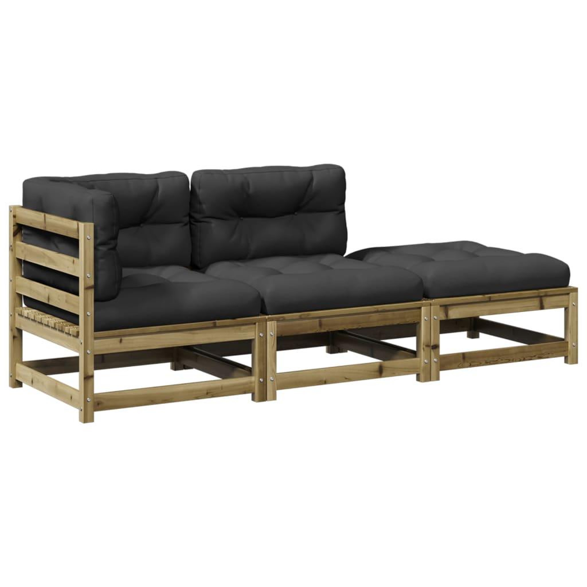 Voir la diapositive 2 : VIDAXL Salon de jardin 3 pcs avec coussins bois de pin impregne