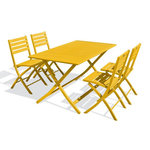Paris Prix Ensemble Table de Jardin Pliante & 4 Chaises  Marius  140cm Moutarde