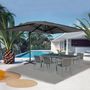 Voir la diapositive 2 : ID MARKET Parasol déporté inclinable rotatif 360 CALVI gris 3x4 M avec housse