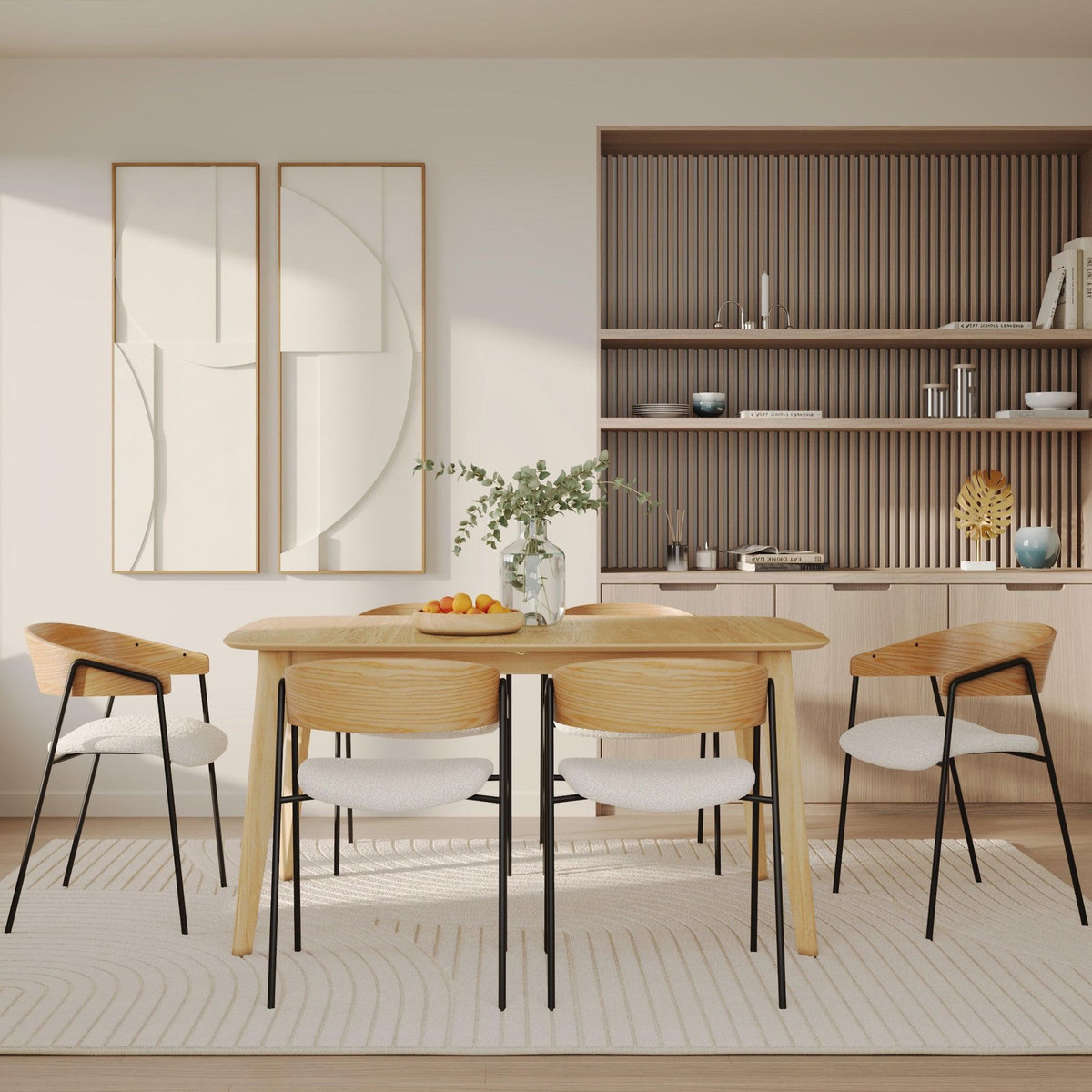 Rendez vous déco Table rectangulaire 4/6 personnes extensible en bois clair 150/180 cm-Oman