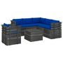 Voir la diapositive 2 : VIDAXL Salon palette de jardin 7 pcs avec coussins Bois de pin massif