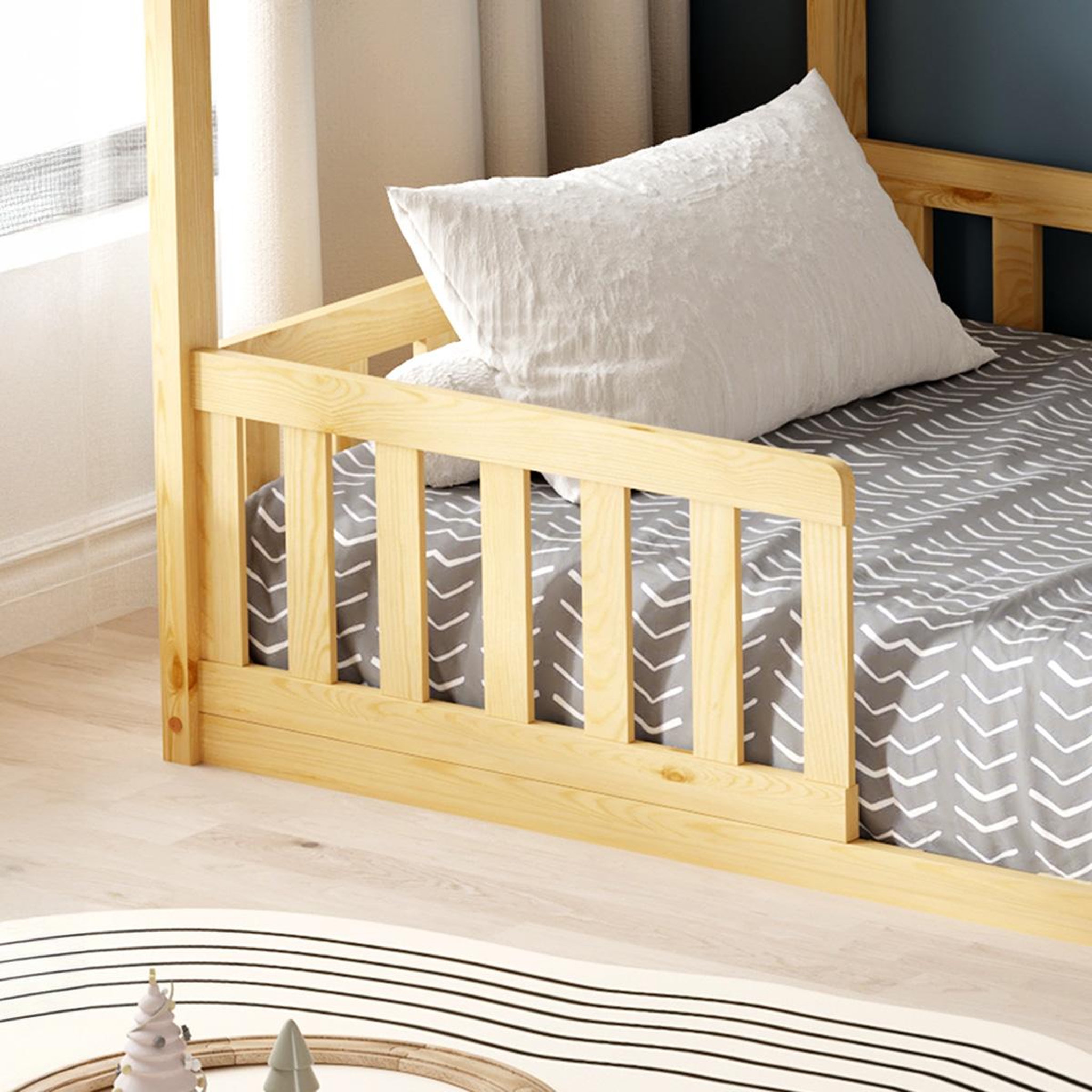Voir la diapositive 5 : MINEA Minea | lit cabane avec barrière nid enchante 90x190 cm (matelas non inclus)